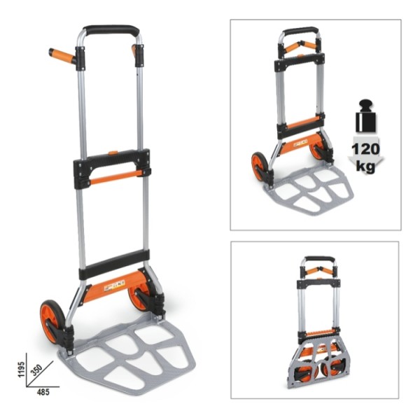 BETA Tools C99P COMBO Ultracompact folding tool trolley, Telescopic handle, Two puncture proof wheels