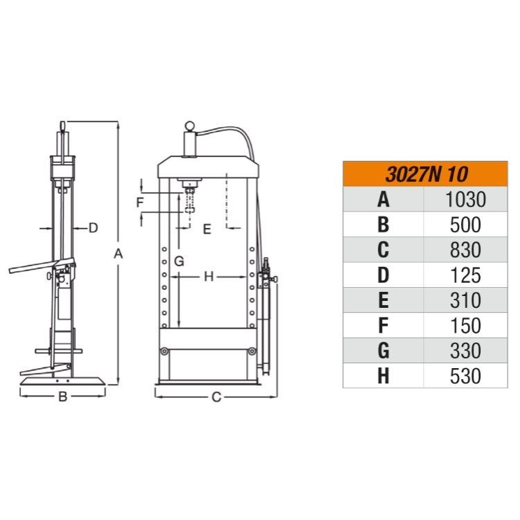 Beta Tools 3027N 10 Hydraulic bench press with moving piston