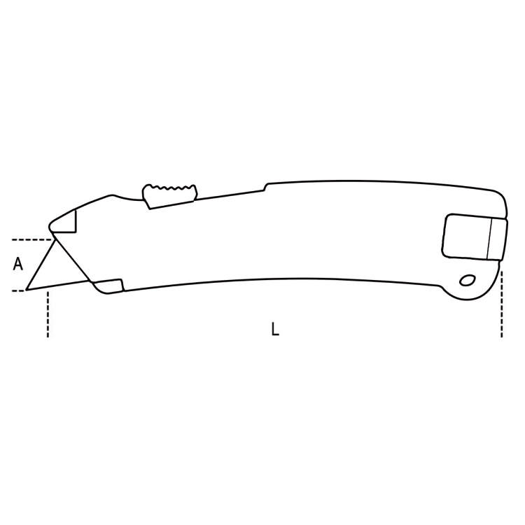 Beta Tools 1772H Safety utility knife with retractable blade, supplied with 2 blades, Die-cast alloy body, Spare blade in handle