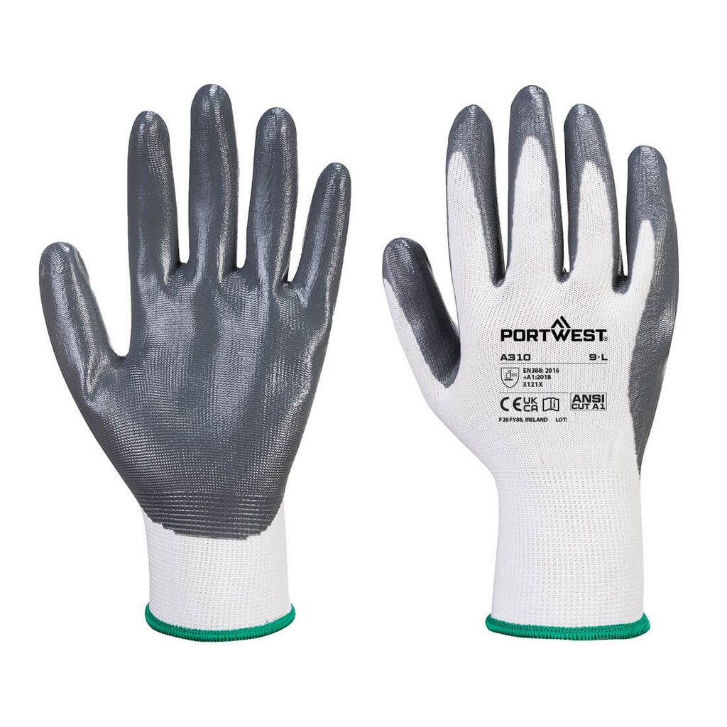 A310 Flexo Grip Nitrile Glove - Grey/White