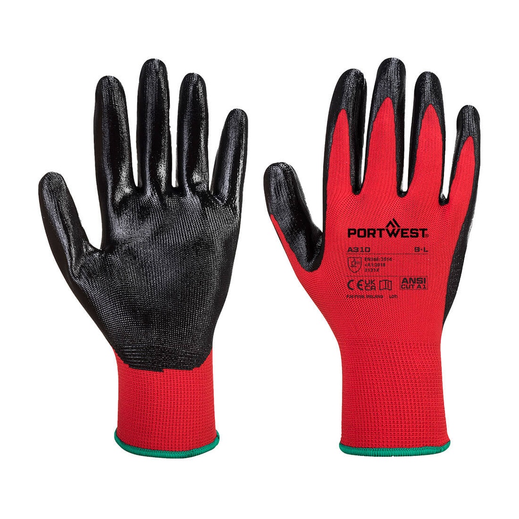 A310 Flexo Grip Nitrile Glove - Red/Black