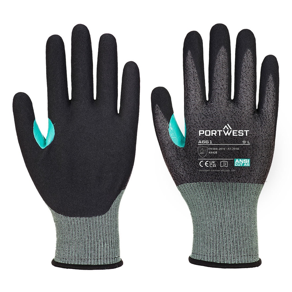 A661 Cs Vhr18 Nitrile Foam Cut Glove - Black