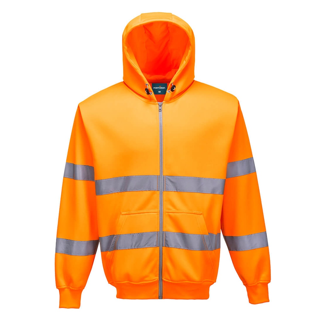 B305 Hi-Vis Zip Front Hoodie - Orange