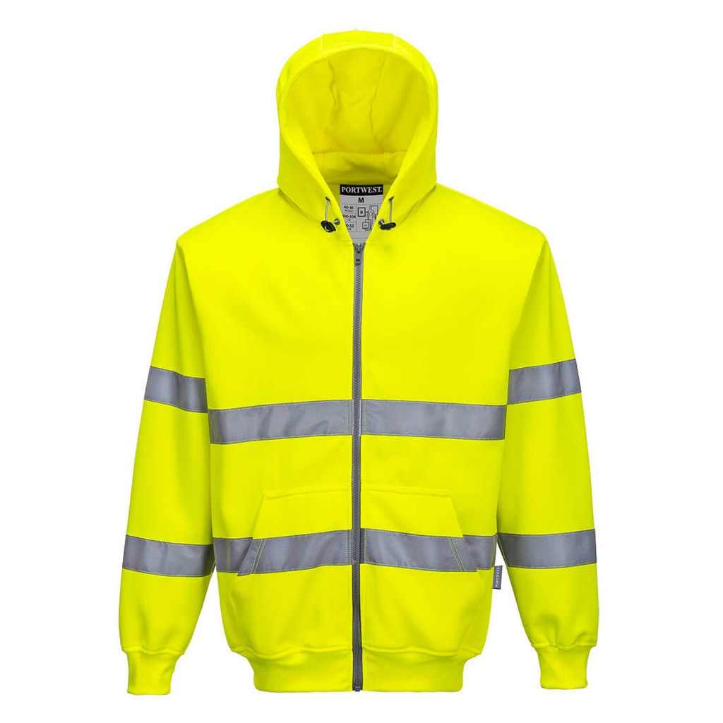 B305 Hi-Vis Zip Front Hoodie - Yellow