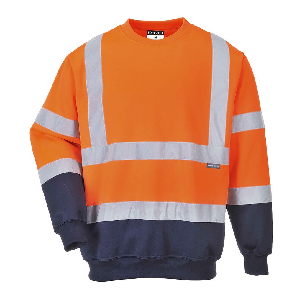 B306 Two Tone Hi-Vis Sweatshirt - Orange/Navy