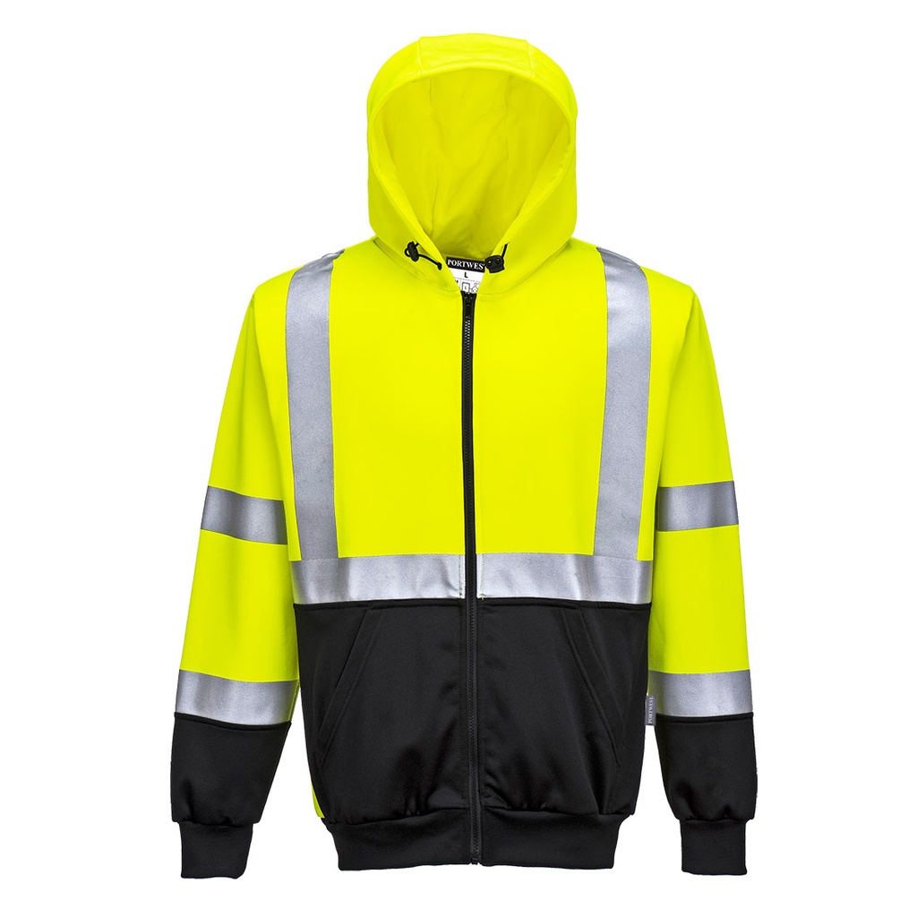 B315 Hi-Vis Two-Tone Zipped Hoodie - Yellow/Black