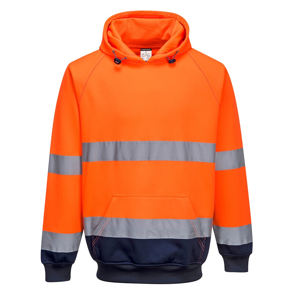 B316 Two-Tone Hooded Sweatshirt - Orange/Navy