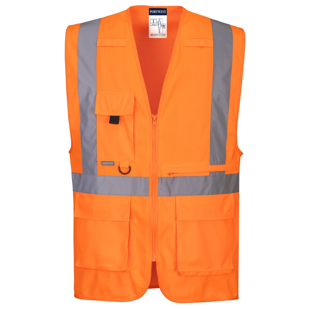 C357 HiVz Exec Vest with Tablet Pocket - Orange