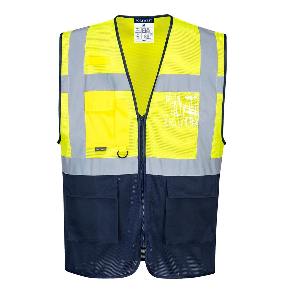 C377 HiVis 2 Tone Meshair Exec Vest - Yellow/Navy