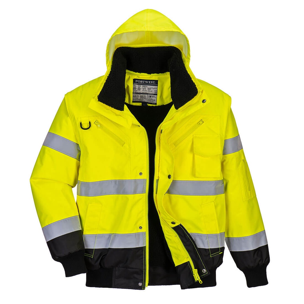 C465 Hi-Vis Contrast Bomber Jacket - Yellow/Black