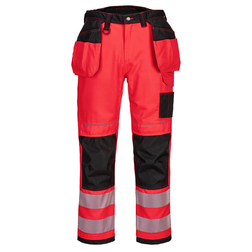 T501 Pw3 HiVis Holster Work Trouser - Red/Black