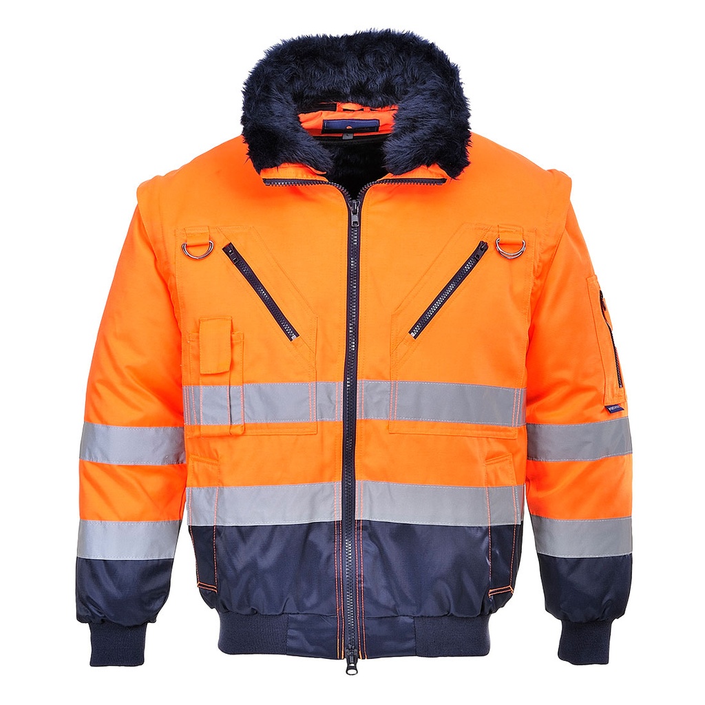 PJ50 Hi-Vis 3-in-1 Pilot Jacket - Orange/Navy