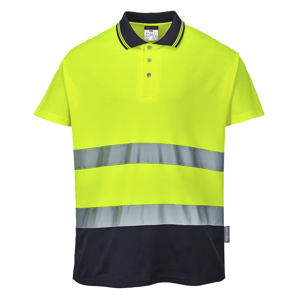 S174 Two Tone Cotton Comfort Polo - Yellow/Navy