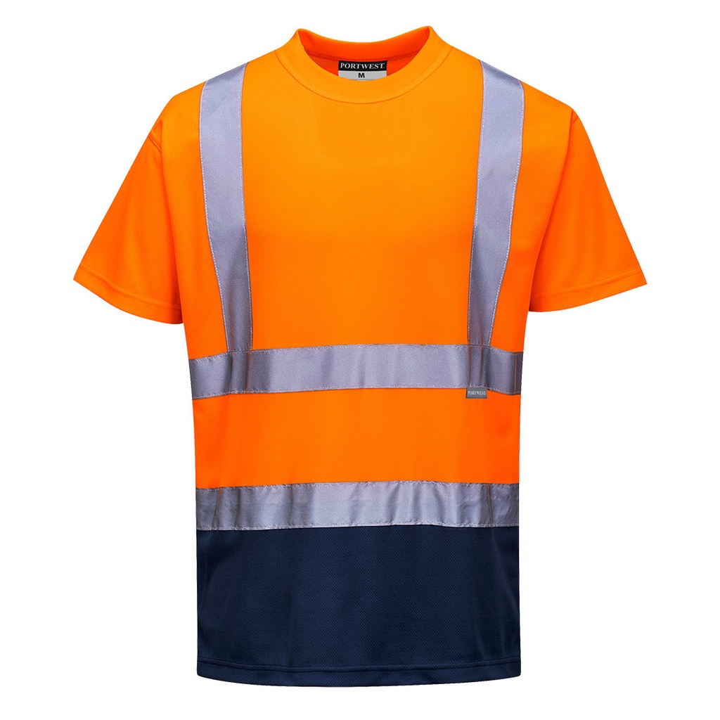 S378 Two Tone T-Shirt - Orange/Navy