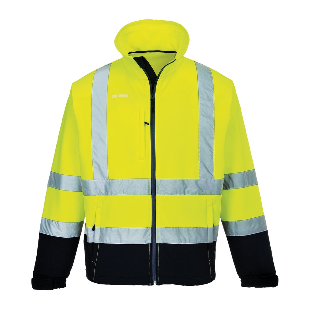 S425 Hi-Vis Contrast Softshell (3L) - Yellow/Navy