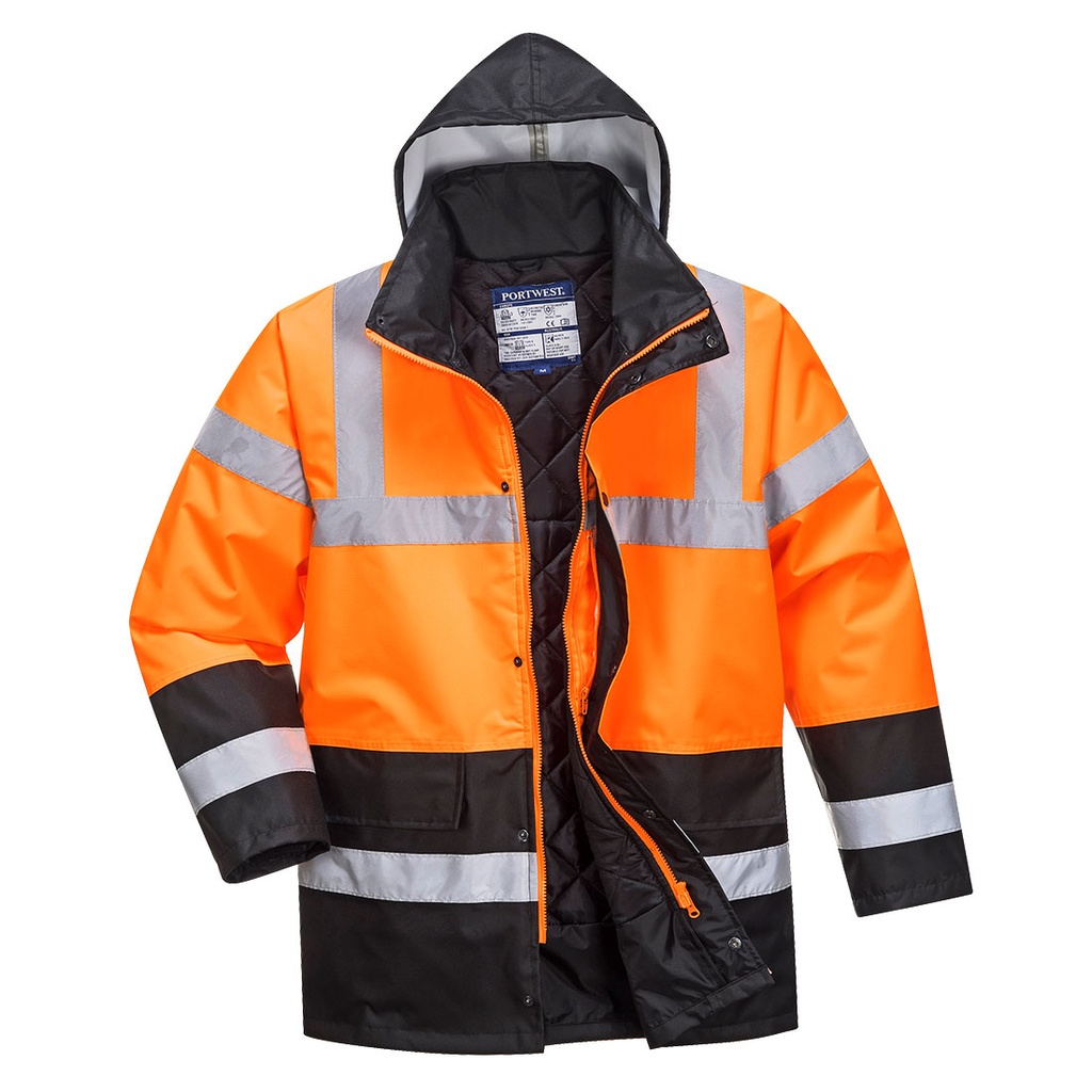 S467 Hi-Vis Two Tone Traffic Jacket - Orange/Black