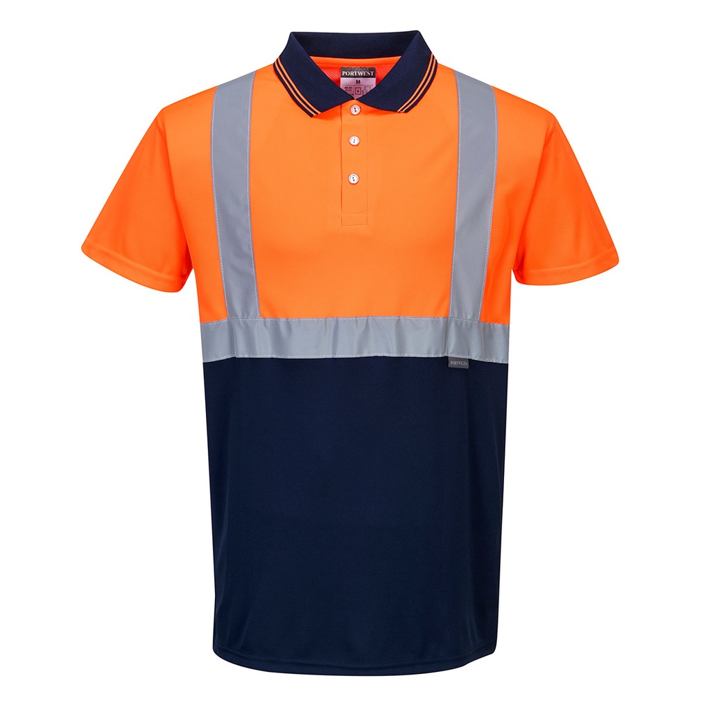 S479 Two-Tone Polo - Orange/Navy