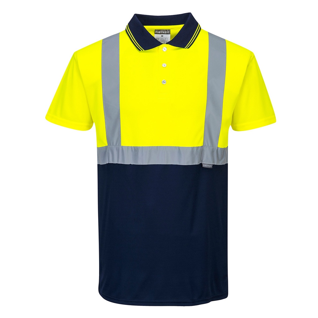 S479 Two-Tone Polo - Yellow/Navy