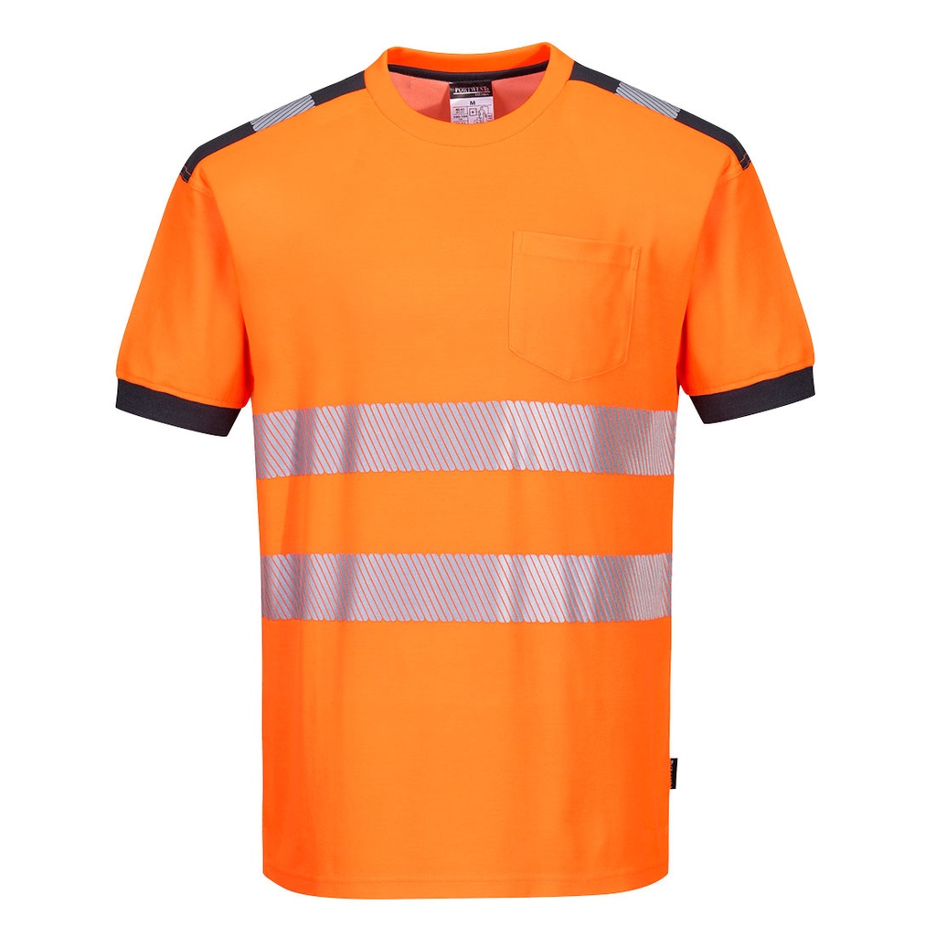 T181 Pw3 Hi-Vis T-Shirt S/S - Orange/Grey