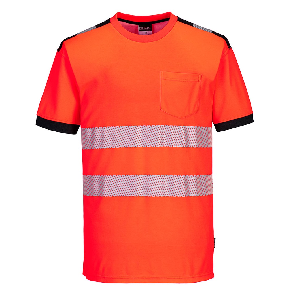 T181 Pw3 Hi-Vis T-Shirt S/S - Red/Black