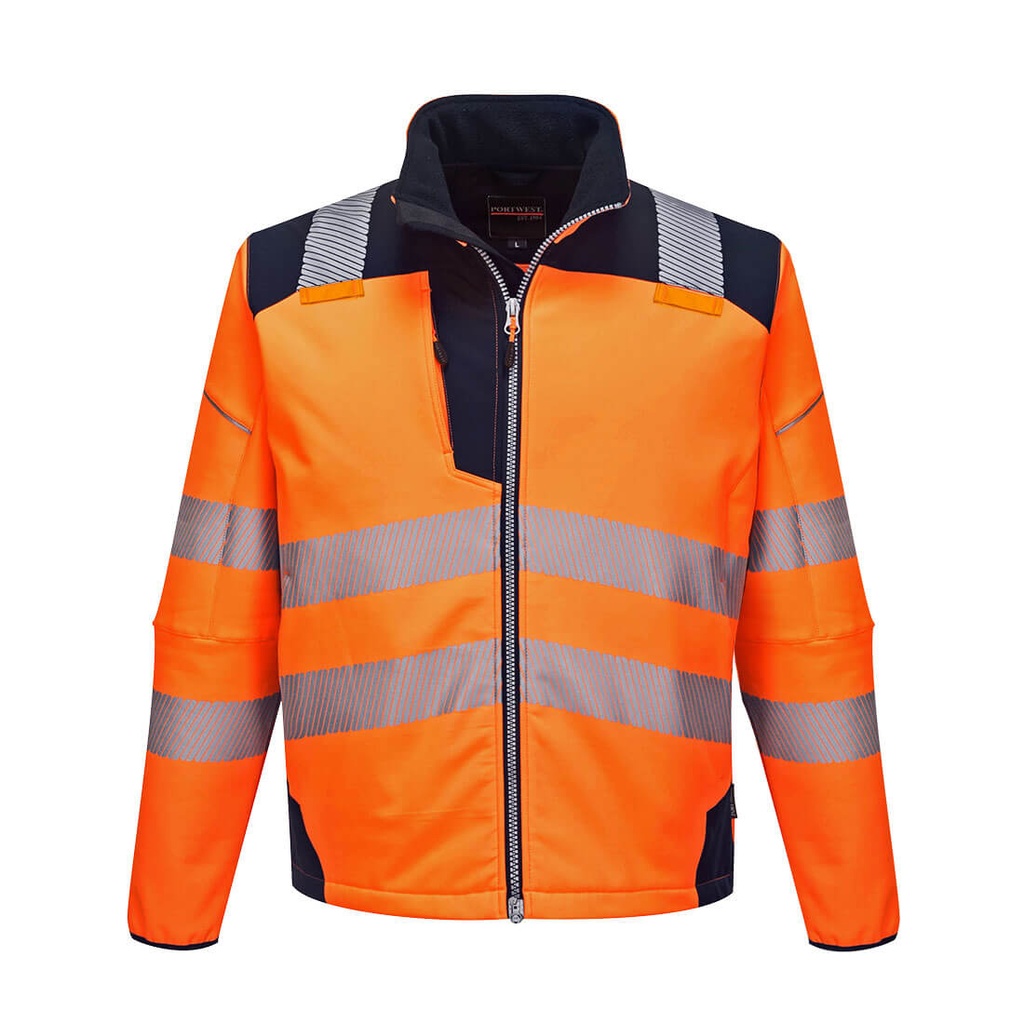 T402 Pw3 Hi-Vis Softshell Jacket - Orange/Navy