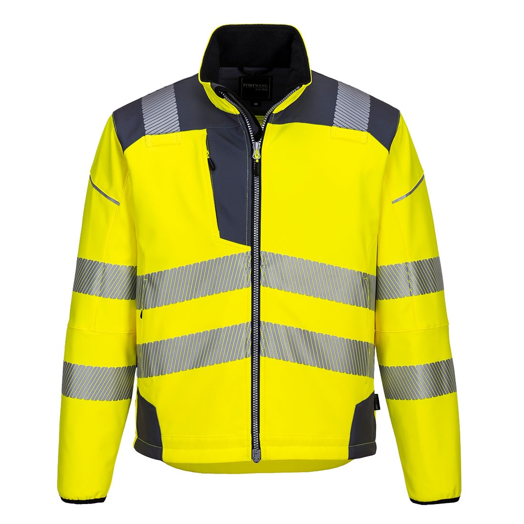 T402 Pw3 Hi-Vis Softshell Jacket - Yellow/Grey