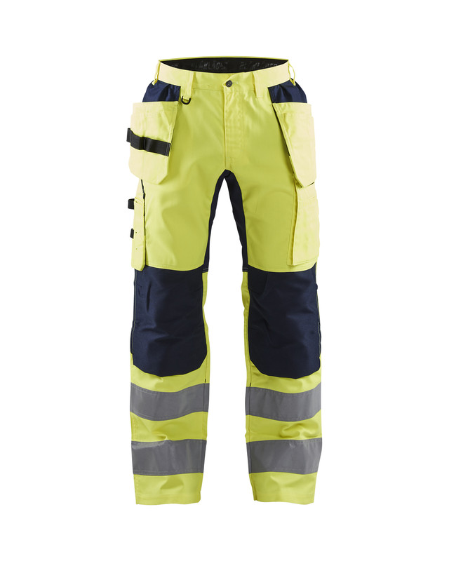 Blaklader 155218113389 Hi-Vis Trousers with Stretch - Hi-Vis Yellow/Navy Blue