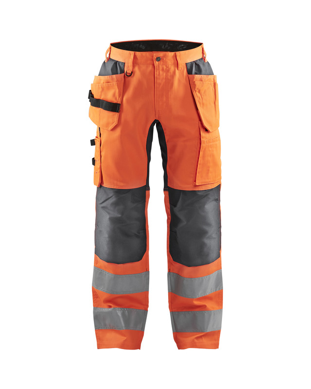 Blaklader 155218115396 Hi-Vis Trousers with Stretch - Hi-Vis Orange/Mid Grey