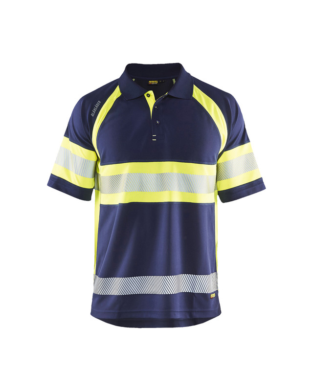 Blaklader 333810518933 Hi-Vis Polo Shirt - Navy Blue/Hi-Vis Yellow