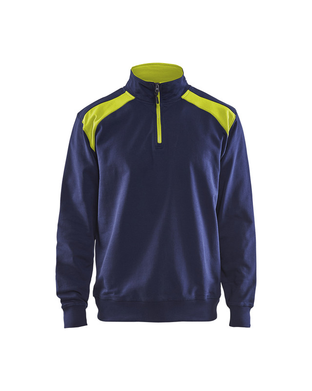 Blaklader 335311588933 Half-zip 2-tone sweatshirt - Navy Blue/Hi-Vis Yellow