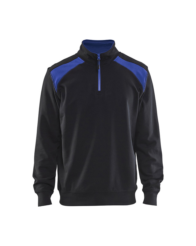 Blaklader 335311589985 Half-zip 2-tone sweatshirt - Black/Cornflower Blue