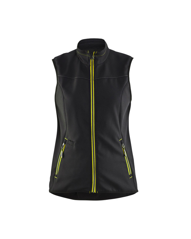 Blaklader 385125169933 Women's Softshell Vest - Black/Hi-Vis Yellow