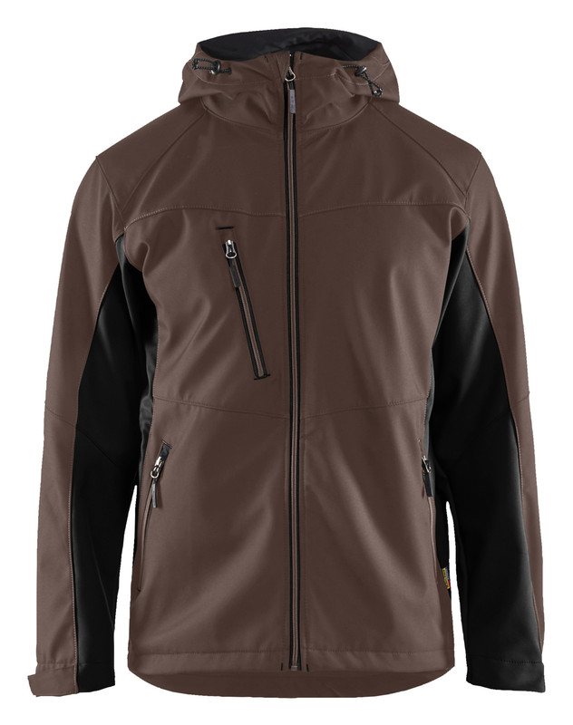 Blaklader 475325167899 Softshell jacket with hood - Brown/Black