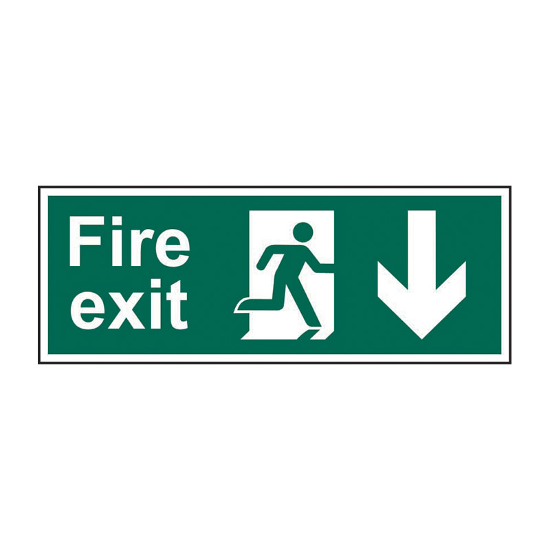 Fire exit (Man arrow down) - SAV (300 x 100mm)