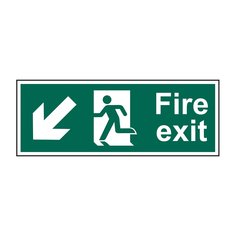 Fire exit (Man arrow down/left) - SAV (400 x 150mm)