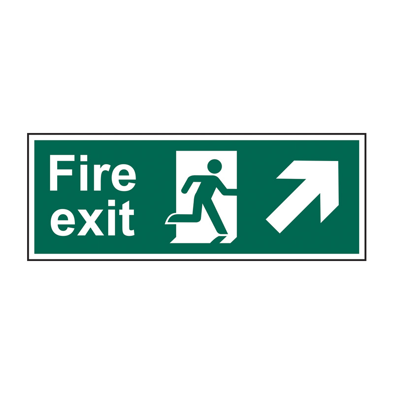 Fire exit (Man arrow up/right) - SAV (400 x 150mm)