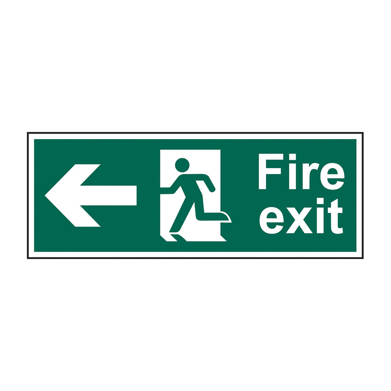 Fire exit running man arrow left - FMX D/SIDED (450 x 150mm)