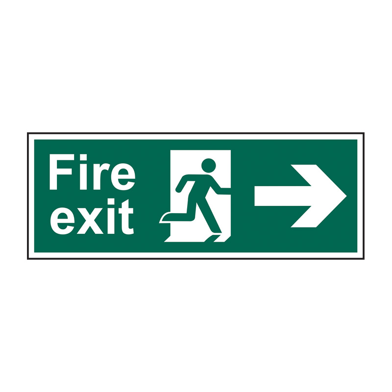 Fire exit running man arrow right - FMX D/SIDED (450 x 150mm)