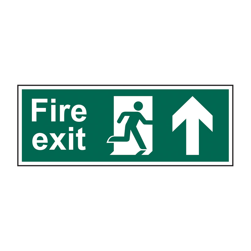 Fire exit running man arrow up - FMX D/SIDED (450 x 150mm)