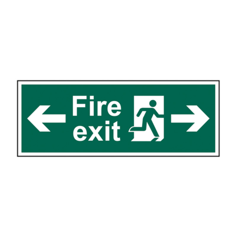 Fire exit running man arrows left & right - FMX D/SIDED (450 x 150mm)