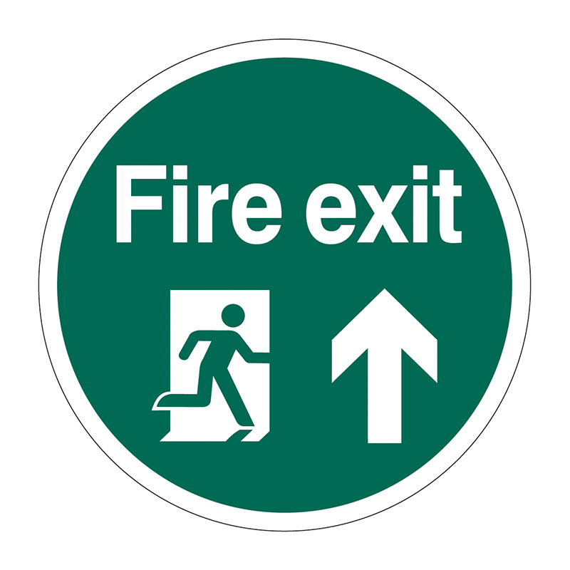 400mm dia. Fire Exit Man Arrow Up Floor Graphic