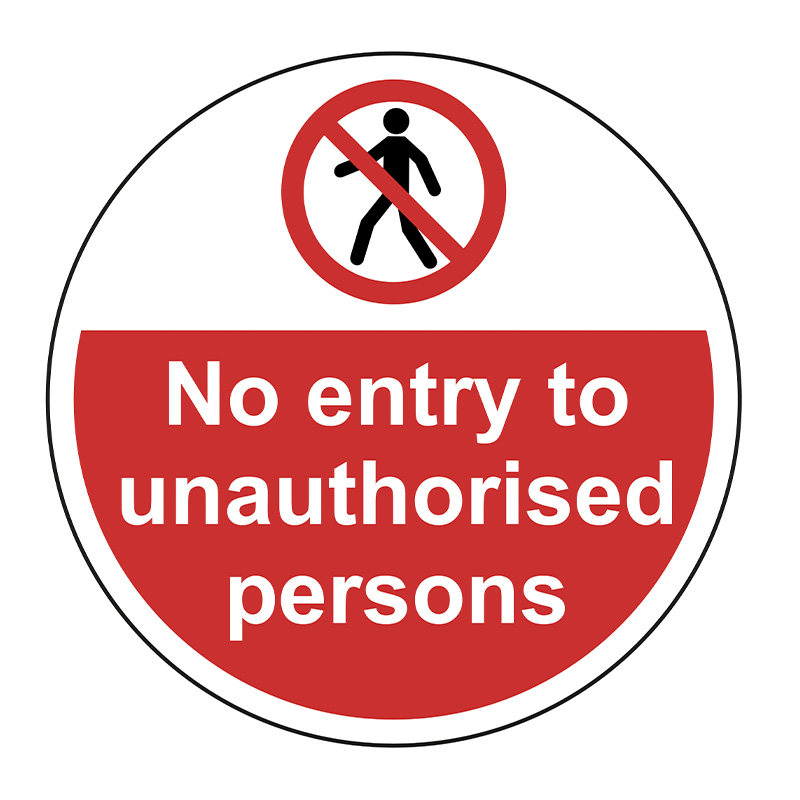 400mm dia. No entry to unauthorised persons Floor Graphic