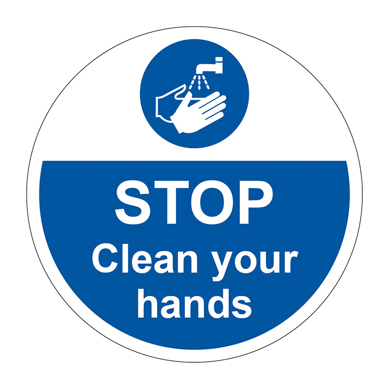 400mm dia. STOP Clean your hands Floor Graphic