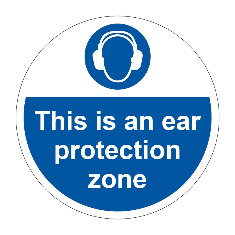 400mm dia. This is an ear protection zone Floor Graphic