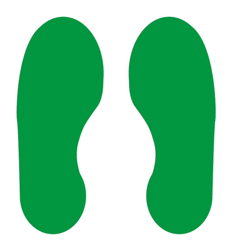 Green Footprints - R9 Floor Signals (300mm x 100mm) 5 Pairs