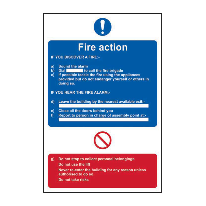 Fire action procedure - SAV (200 x 300mm)