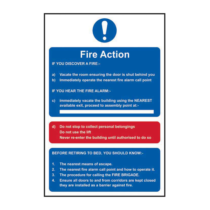 Fire action procedure - SAV (200 x 300mm)