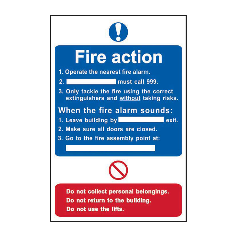 Fire action procedure - SAV (200 x 300mm)