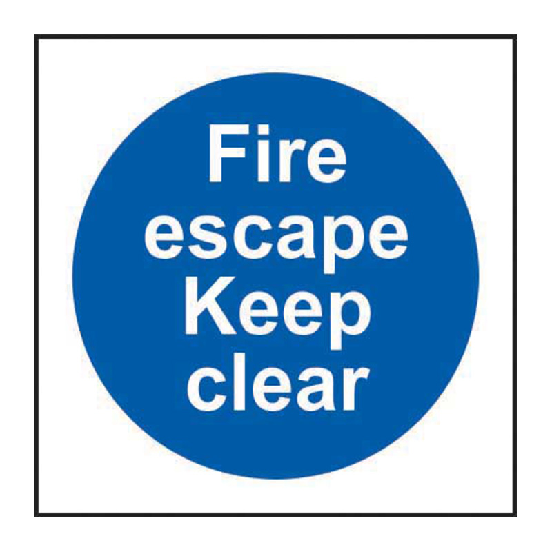 Fire escape Keep clear - SAV (100 x 100mm)