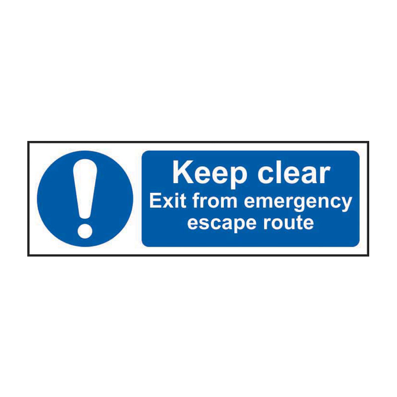 Keep clear Exit from emergency escape route - SAV (300 x 100mm)